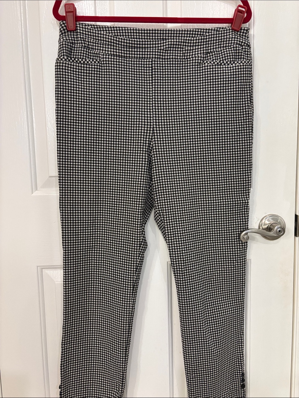 Chico’s Black & White Gingham Pull-On Stretch Ankle Pants  Career/Travel